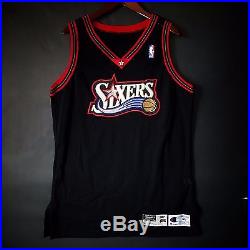 100% Authentic 97 98 Sixers 76ers Blank Game Issued Pro Cut Jersey 46 iverson