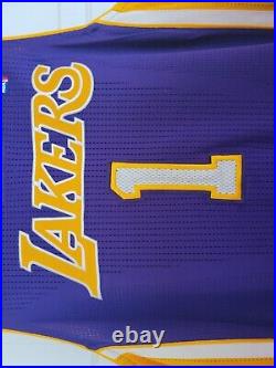 100% Authentic Los Angeles Lakers Game Worn Issued Purple Rev30 Jersey 2XL
