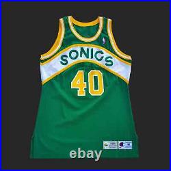 100% Authentic Shawn Kemp Champion 94 95 Seattle Supersonics Game Issued Jersey