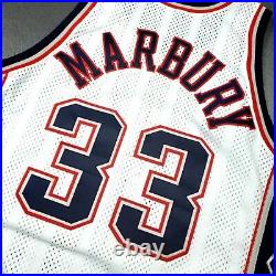 100% Authentic Stephon Marbury Champion 99 00 Nets Game Worn Issued Jersey 44+4