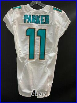 #11 Miami Dolphins Devante Parker Team Issued White Game Cut On Field Jersey