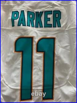 #11 Miami Dolphins Devante Parker Team Issued White Game Cut On Field Jersey