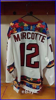 15-'16 Game Issued ECHL ADK Thunder Louick Marcotte Autism Jersey Calgary
