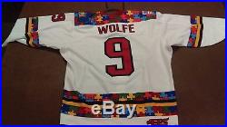 15-'16 Game Issued ECHL Adirondack Thunder Greg Wolfe Autism Jersey Calgary