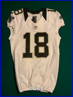 #18 New Orleans Saints 2014 Nike Size 38 White Game Worn / Issue Jersey