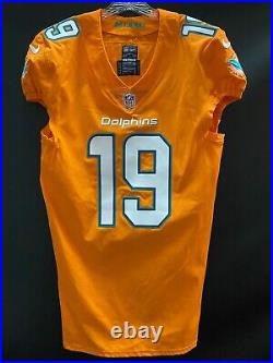 #19 Jakeem Grant Miami Dolphins Game Used Team Issued Orange Color Rush Jersey