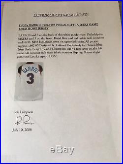 1992-93 Dana Barros Philadelphia 76ers Game Used Issued Pro Cut NBA Jersey 42+2