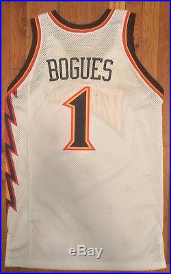 1997-98 GSW Warriors Mugsy Bogues Game Jersey 44+4 issued used pro cut worn