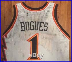 1997-98 GSW Warriors Mugsy Bogues Game Jersey 44+4 issued used pro cut worn
