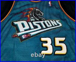 1999-2000 LOY VAUGHT NBA Game Issued Signed DETROIT PISTONS Nike Jersey 52 5+