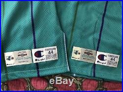 2 Champion 1996-97 Blank Charlotte Hornets Team Issued Pro Cut Gold Game Jerseys