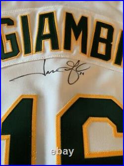 2001 Oakland Athletics Signed Jason Giambi Game Issued Used Road Jersey 52