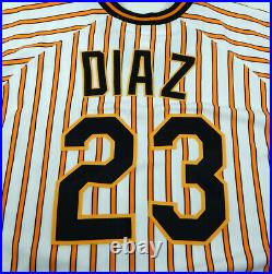2009 Pittsburgh Pirates Robinzon Diaz #23 Game Issued White Pinstripe Jersey 79