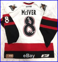 2010 AHL MANITOBA MOOSE GAME ISSUED WORN USED SIGNED JERSEY NATHAN McIVER TM
