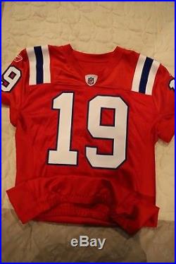 2010 New England Patriots Red TBTC Home Game Used Issued Jersey 19 Brandon Tate