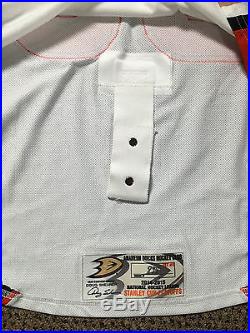 2014-15 Jason LaBarbera Anaheim Ducks Game Issued PLAYOFF White Away Jersey #2