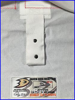2014-15 Kyle Palmieri Anaheim Ducks PLAYOFF Game Issued Away White Jersey