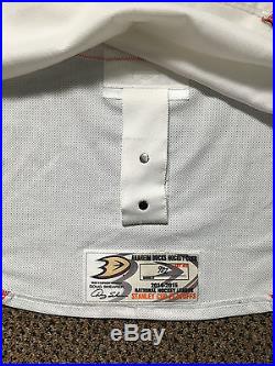 2014-15 Ryan Getzlaf Anaheim Ducks Game Issued PLAYOFF White Away Jersey #2