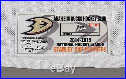 2014-15 Sami Vatanen Anaheim Ducks Game Issued PLAYOFF Away White Jersey Set #2
