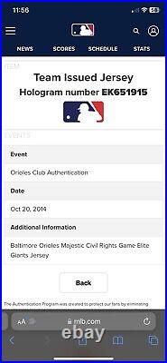 2014 Baltimore Elite Giants (Orioles) Team Issued Jersey Chris Tillman Authentic