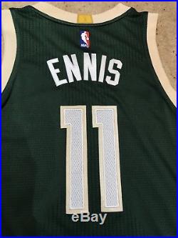 2015-16 Tyler Ennis Milwaukee Bucks Game Issued Used Worn Away Green Jersey