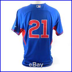 2015 Chicago Cubs Junior Lake #21 Game Game Issued Batting Practice Jersey 17