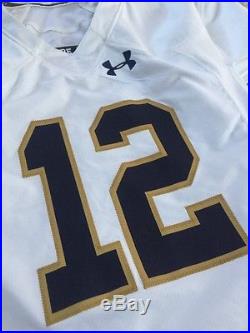 2015 Team Issued Game Wrn Notre Dame Football Under Armour Jersey Qb Sleeves #12
