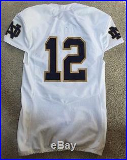 2015 Team Issued Game Wrn Notre Dame Football Under Armour Jersey Qb Sleeves #12