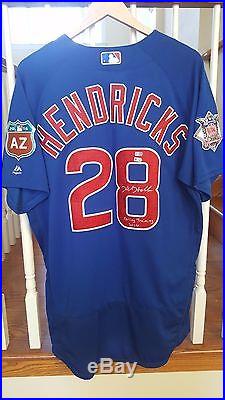 2016 Kyle Hendricks Signed Chicago Cubs Game Used Issued Spring Training Jersey