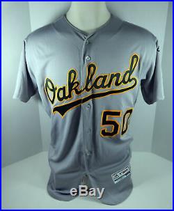 2018 Oakland Athletics A's Mike Fiers #50 Game Issued Grey Jersey 50th Patch