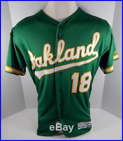 2018 Oakland Athletics As Chad Pinder #18 Game Issued Kelly Green Playoff Jersey
