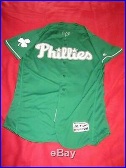 2018 Phillies Gabe Kapler Game Used Worn Issued St. Patrick's Autographed Jersey