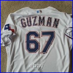 2018 Texas Rangers Ronald Guzman #67 Game Used Issued White Home Jersey