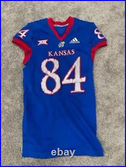 2019-21 Kansas Jayhawks Game Used Issued NCAA ADIDAS Football Jersey Size Large