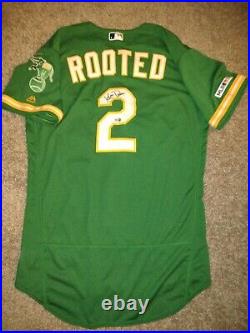 2019 Game Issued Worn Majestic Oakland Athletics Kris Davis Rooted Jersey Auto