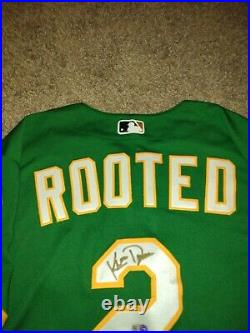2019 Game Issued Worn Majestic Oakland Athletics Kris Davis Rooted Jersey Auto