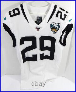 2019 Jacksonville Jaguars #29 Game Issued White Jersey 25th 100th Patch 38