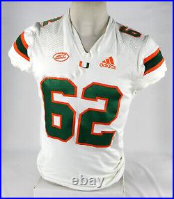 2019 Miami Hurricanes #62 Game Issued Pos Used White Jersey Football NP Rem 0