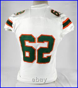 2019 Miami Hurricanes #62 Game Issued Pos Used White Jersey Football NP Rem 0