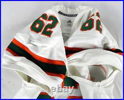 2019 Miami Hurricanes #62 Game Issued Pos Used White Jersey Football NP Rem 0