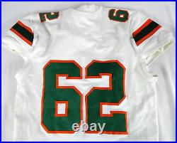 2019 Miami Hurricanes #62 Game Issued Pos Used White Jersey Football NP Rem 0