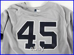 2019 New York Yankees Luke Voit #45 Game Issued Grey Jersey 150 Patch Black