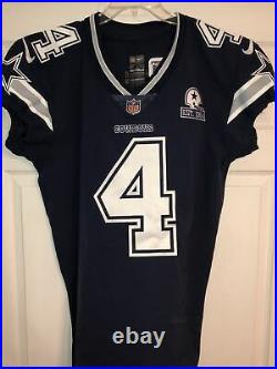 2020 Dallas Cowboys Dak Prescott #4 Game Issued Navy Jersey With 1960 Patch Prova