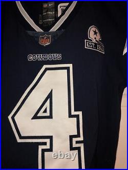 2020 Dallas Cowboys Dak Prescott #4 Game Issued Navy Jersey With 1960 Patch Prova