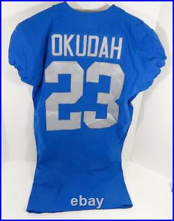 2020 Detroit Lions Jeff Okudah #23 Game Issued Blue Jersey Thankgiving 40 69
