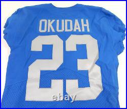 2020 Detroit Lions Jeff Okudah #23 Game Issued Blue Jersey Thankgiving 40 69