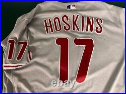 2020 Team Issued Authgraphed Phillies Rhys Hoskins Gray Jersey Brewers