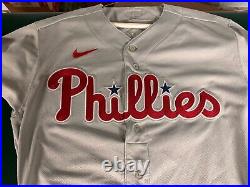 2020 Team Issued Authgraphed Phillies Rhys Hoskins Gray Jersey Brewers