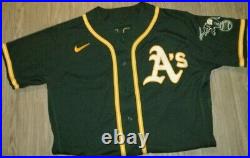 2021 Game Issued Worn Nike Oakland Athletics Josh Harrison Home Jersey Green MLB