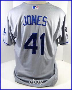 2021 Los Angeles Dodgers Nate Jones #41 Game Issued Ps Used Grey Jersey 2 20 P 2